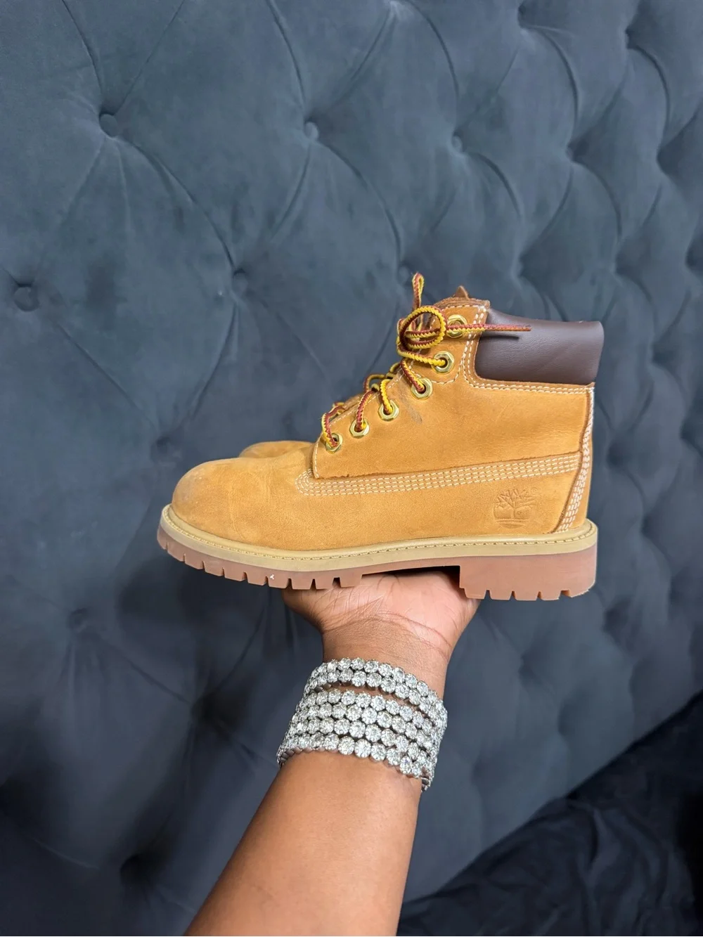 Timberland Kids Wheat Nubuck Boot in Wheat/Gold
